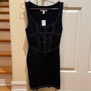 NWT Urban Outfitters Black Sleeveless Dress with White Stitching S